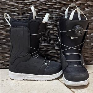 Salomon Black and White Snowboard Boots